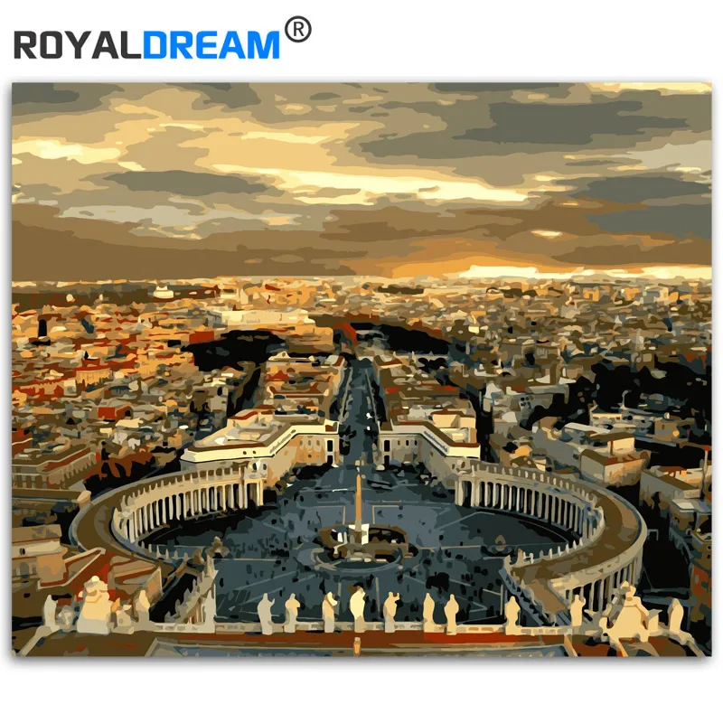 

ROYALDREAM St. Petersburg Square Landscape DIY Painting By Numbers Kit Paint On Canvas Painting Calligraphy For Home Decor