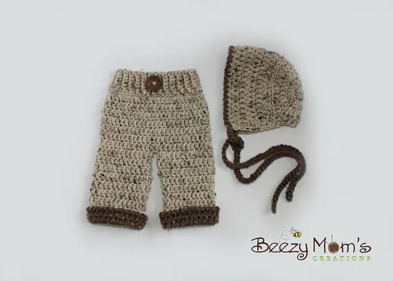 

Free shipping Handwoven Crochet Newborn Baby Hat and Pants Set Newborn Photography Prop 100% Cotton