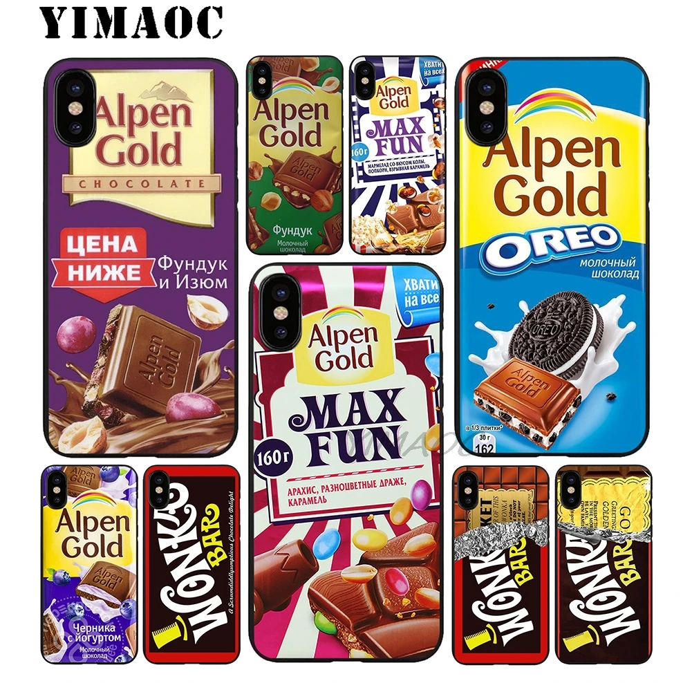 YIMAOC Alpen с изображением шоколада wonka Бар Мягкий ТПУ Черный силиконовый чехол для