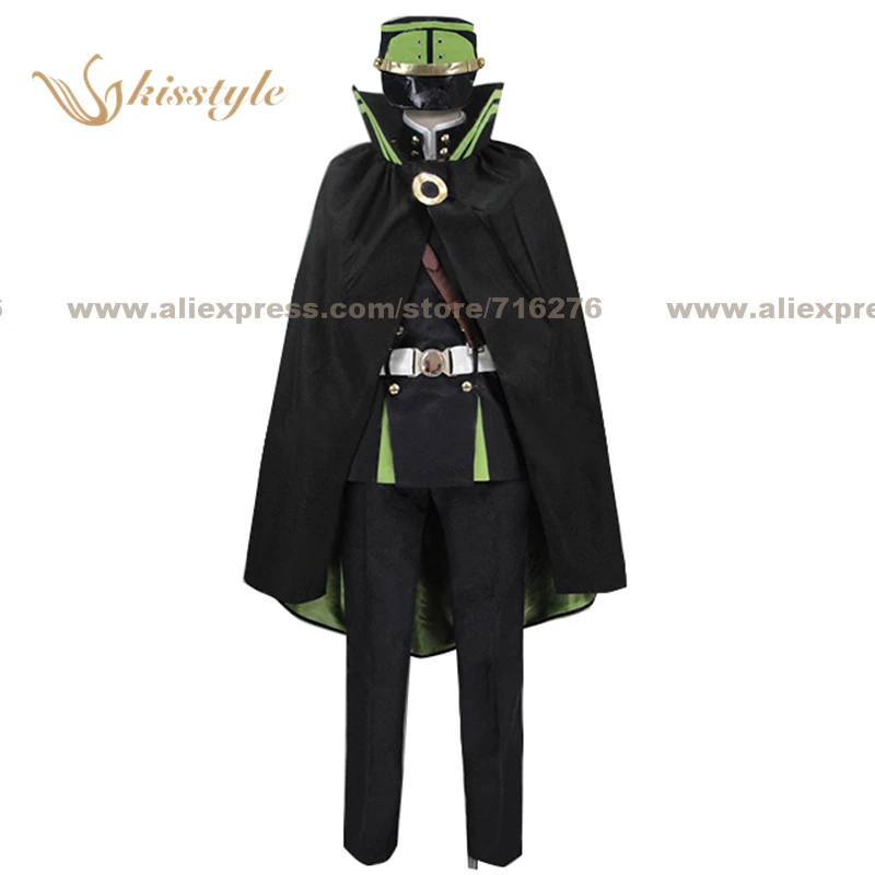 

Kisstyle Fashion Seraph of the End Yuichiro Hyakuya Imperial Blue Uniform with Cape Uniform Cosplay Costume,Customized Accepted