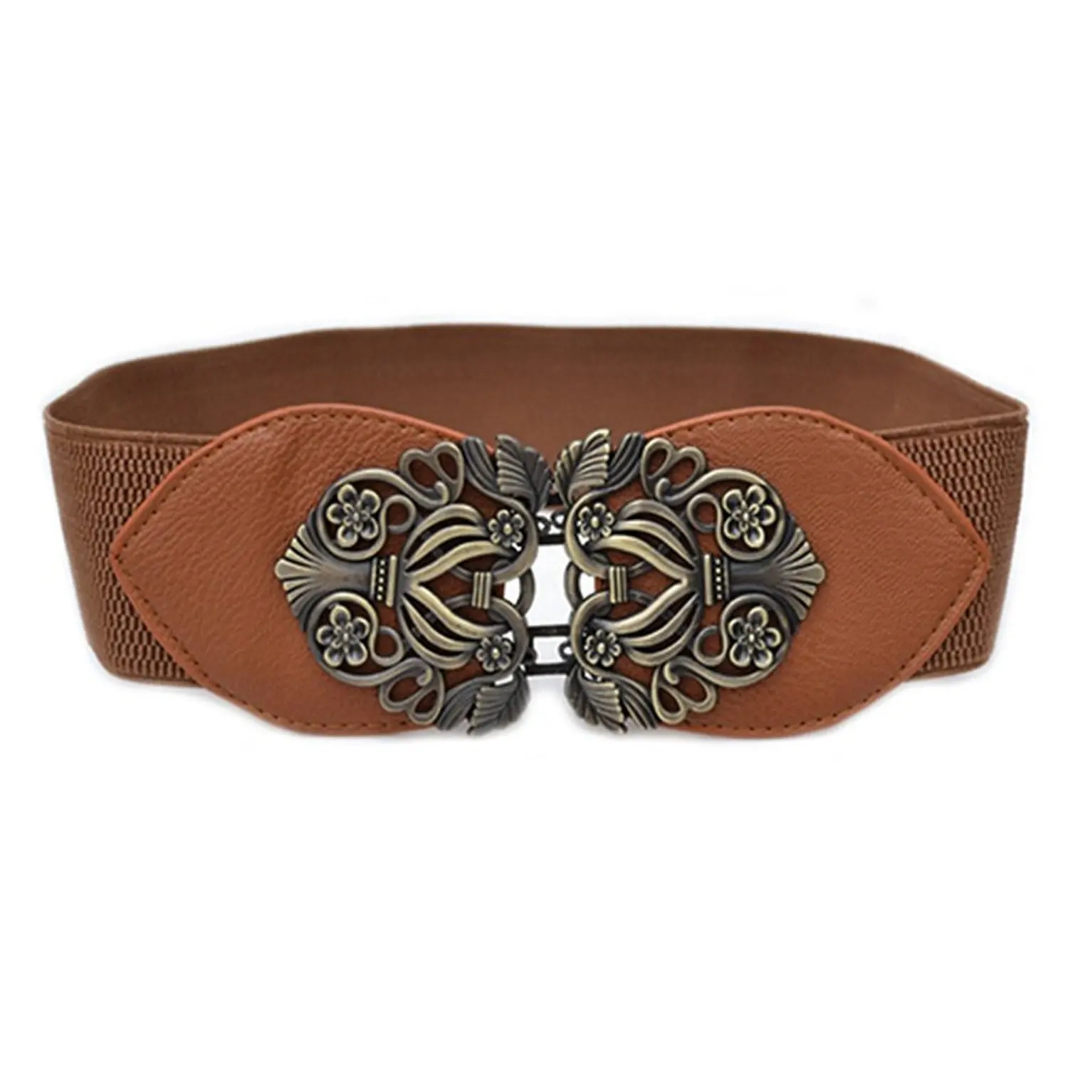

SAF-Hot Women's Retro Flower Elastic Stretch Buckle Wide Waist Belt Waistband