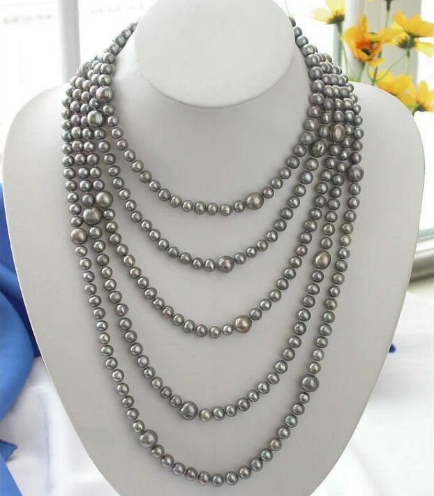 

929 gray round FRESHWATER CULTURED PEARL NECKLACE