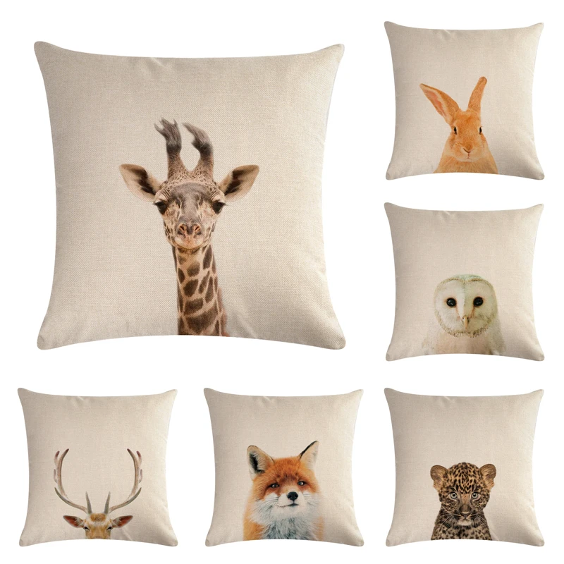

45cm*45cm Simple and Clear Animal Pillow Cover Soft Square Sofa Cushion Cover Suitable for Home Decoration