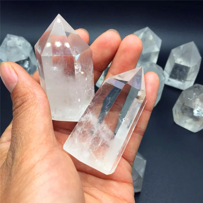 2 шт. Прямая натуральный прозрачный кварц кристалл драгоценный камень точка медитация для исцеления чакр с помощью рейки Рок Кварц кристалл палочка подарок
