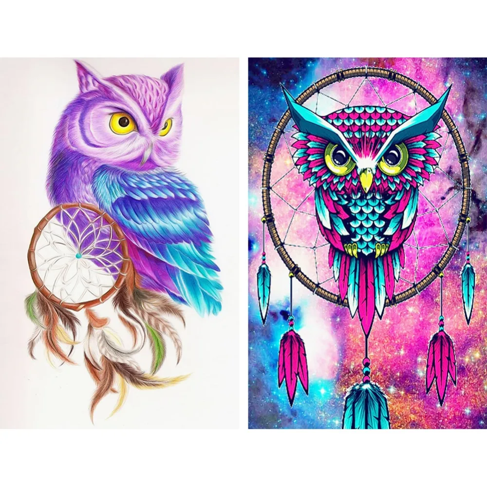 

Dreamcatcher and Owl Diamond Painting Kits Partial Drill 30x40cm Eco-Friendly DIY Art Craft Home Decor (2 Pack)