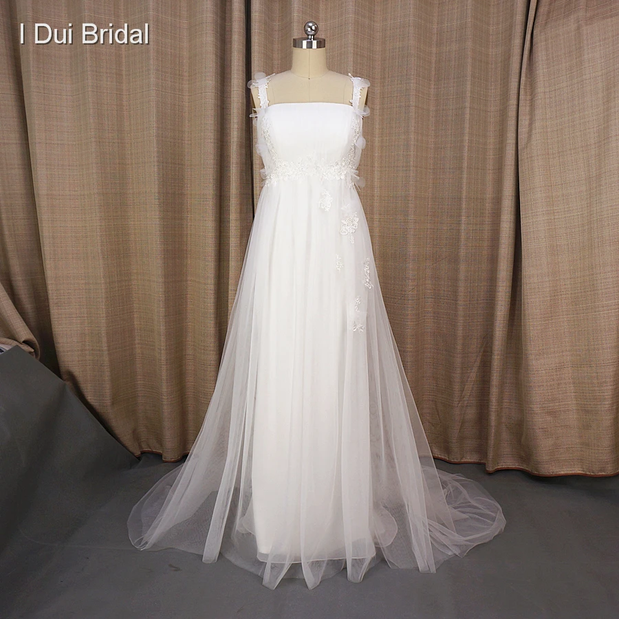 

Empire Wedding Dresses Romantic Tulle Lace A line Suit for Pregnant Woman Factory Custom Made Real Photo