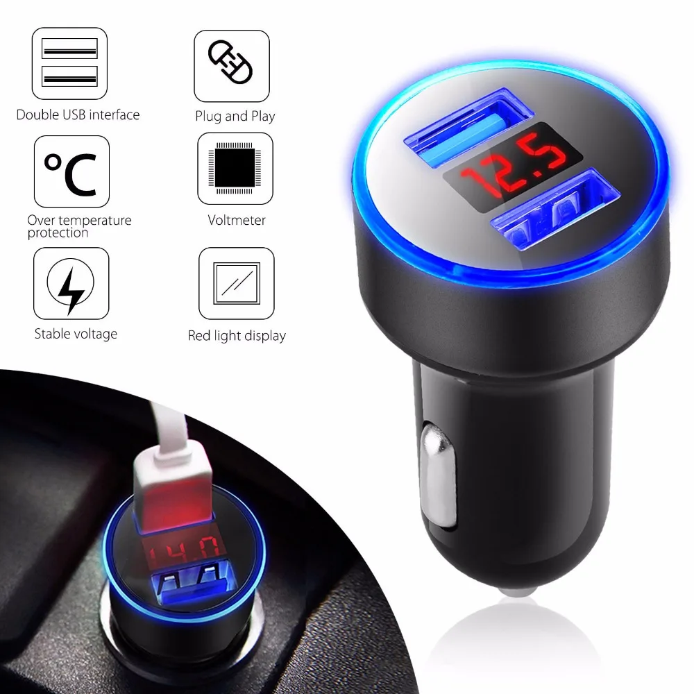 3.1A двойной Переходник USB для зарядки в машине зарядное устройство мобильного