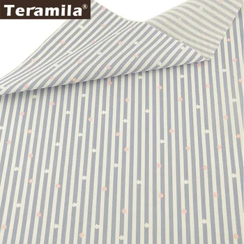 

Teramila Cotton Fabric High Quality Soft Quilting Material Dense Light Grey Strips Designs Twill Fat Quarter Patchwrok Clothes
