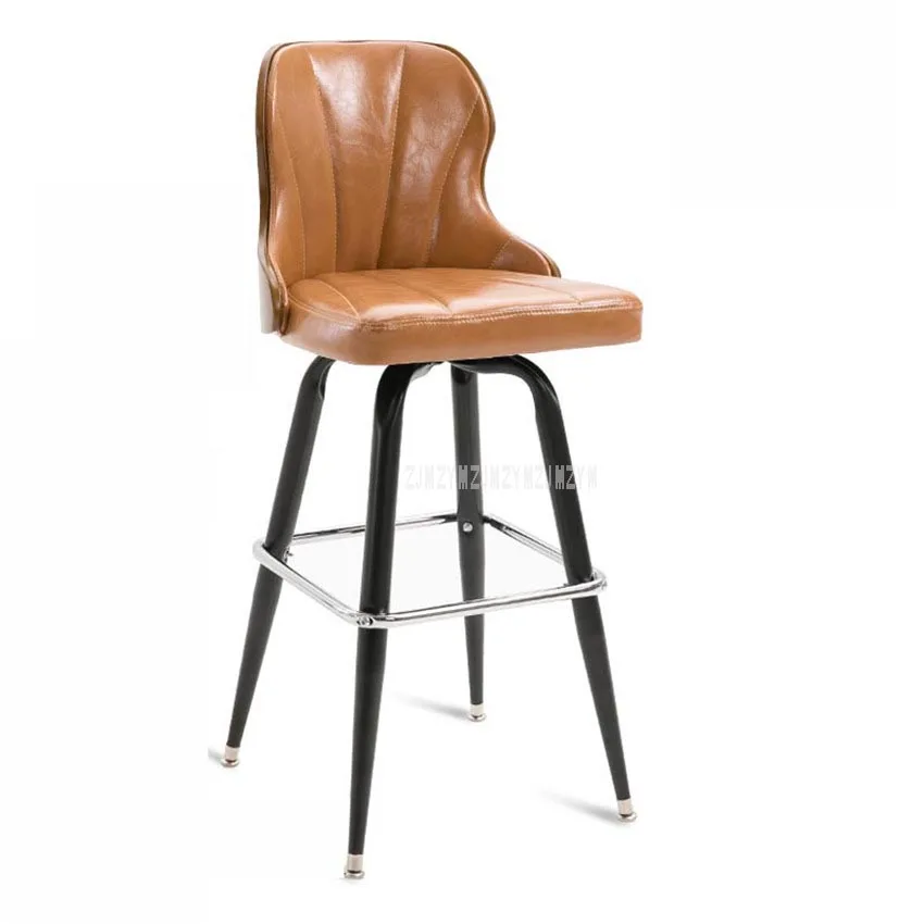 European Modern Solid Wood Backrest Antique Bar Chair Metal Iron Art Rotatable Leisure Coffee Bar Counter Chair High Footstool European Modern Solid Wood Backrest Antique Bar Chair Metal Iron Art Rotatable Leisure Coffee Bar Counter Chair High Footstool