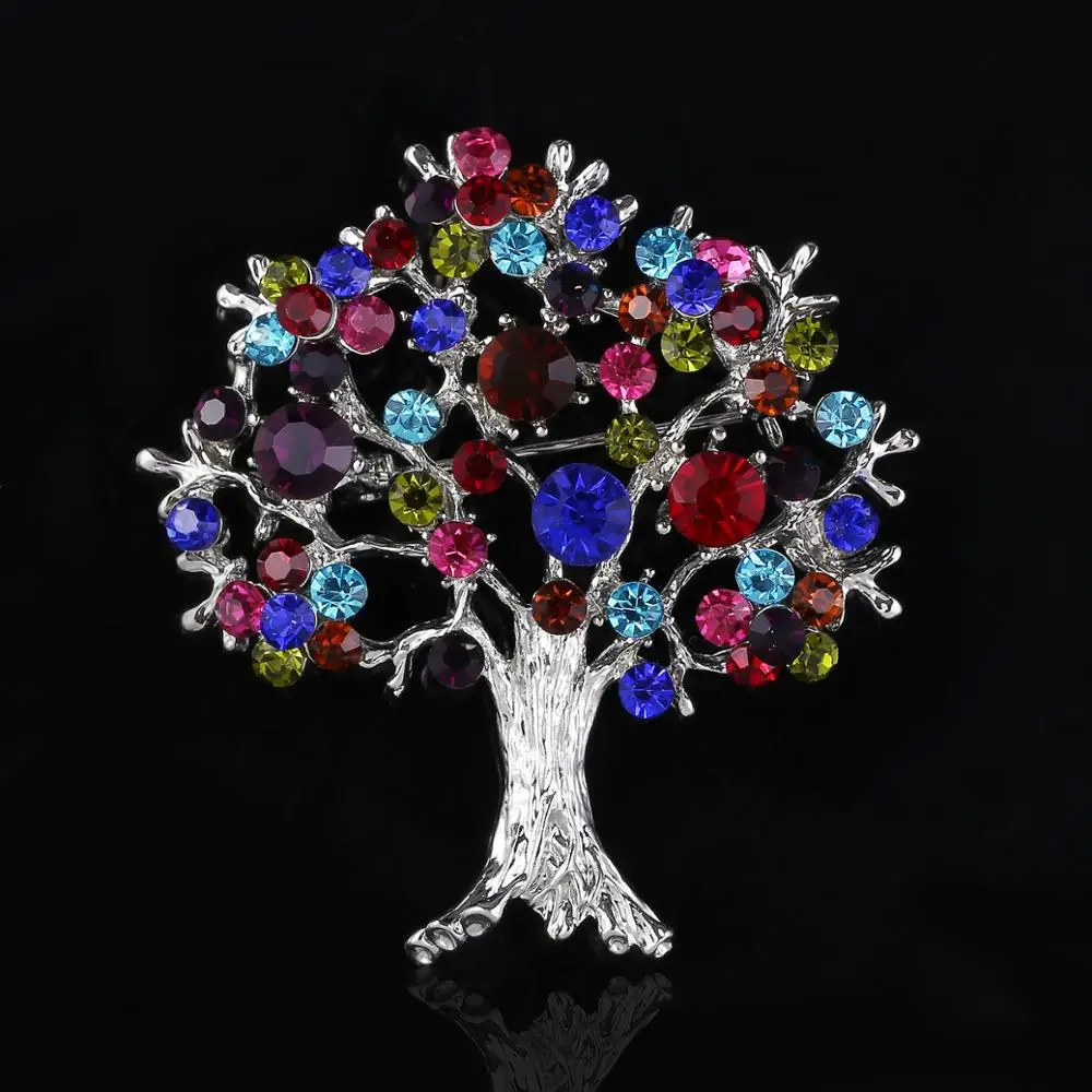 Разноцветная брошь с кристаллами на рождественскую елку Мужская