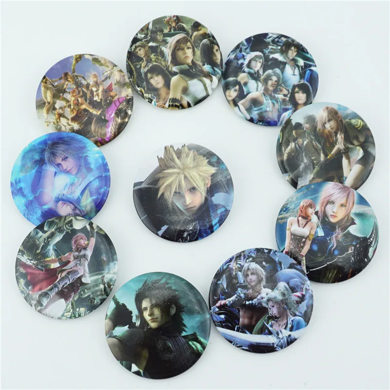 

10Pcs/Set Game Anime Final Fantasy Figure Badges Pins Button Brooch Chest Ornament Clothing Accessoies Cosplay Collection Gift