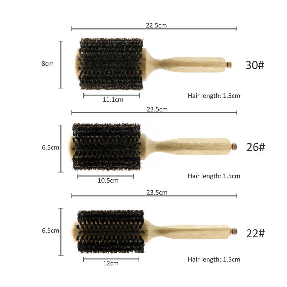 6 размеров деревянная щетка для волос кабана щетина круглая щетка для волос со съемным хвостом круглая бочка щетка для завивки волос