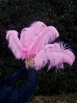 

wholesale Quality 10pcs perfect Leniency Male natural ostrich feather 18-20inch/45-50cm decorative diy pink
