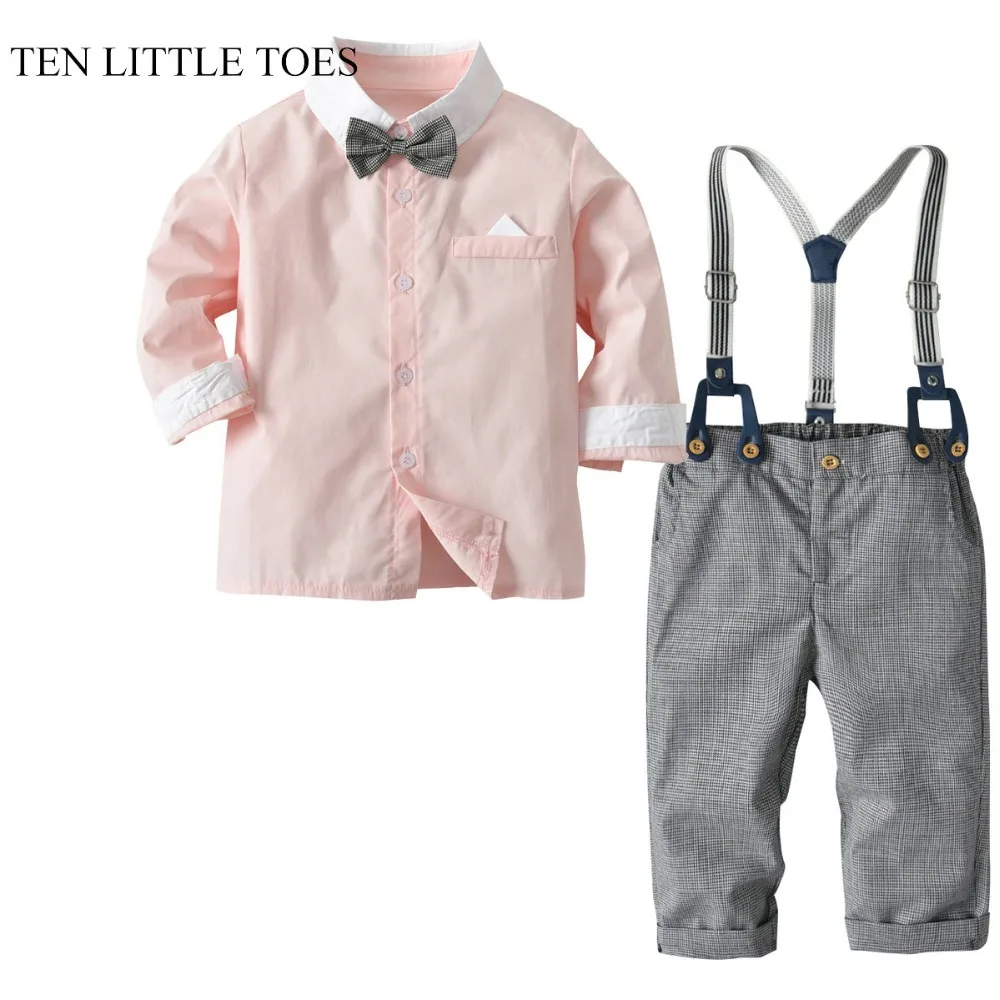 Toddler Kid Baby Boys Gentleman Suspenders Strap Pants Pocket Overalls Clothes