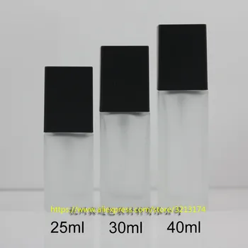 

Wholesale 25ml 30ml 40ml clear frosted glass square bottle pump,for lotion essential oil moisturizer facial water liquid cream