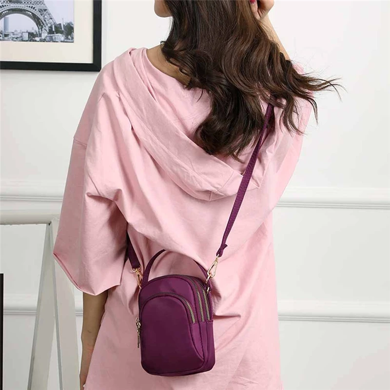 Женская мини-сумка на плечо, модная сумка, сумка-мессенджер, винтажная легкая Нейлоновая Сумочка, одноцветная, на молнии, водонепроницаемая, с клапаном, сумка через плечо