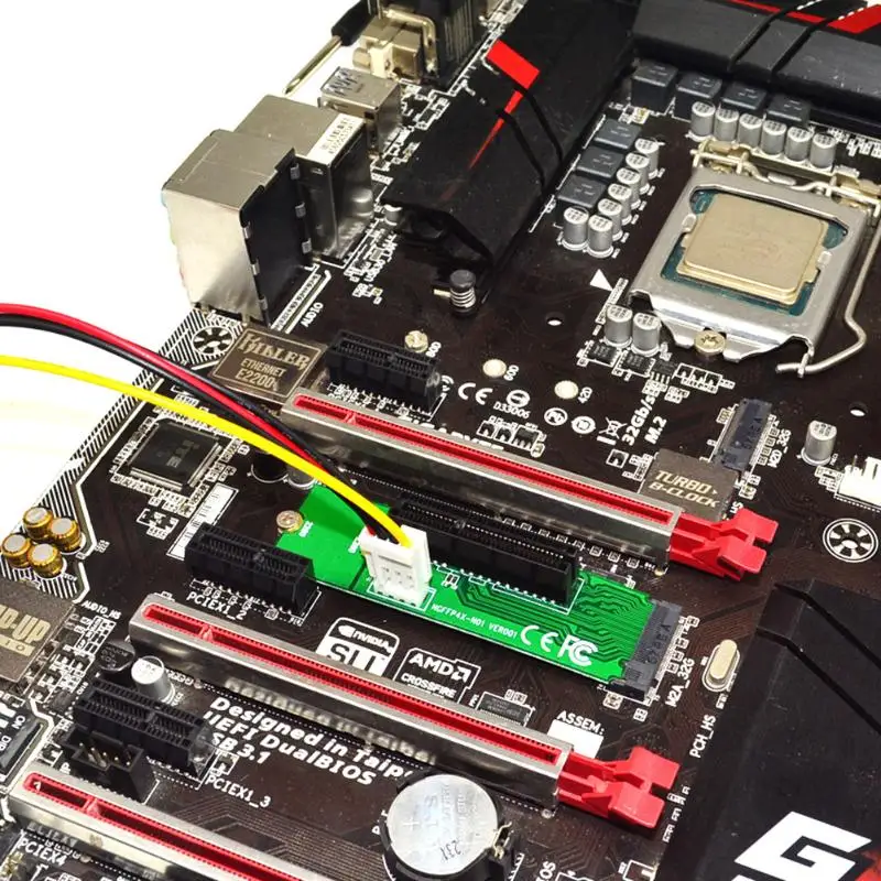 NGFF to PCI-E Riser Card M Key M.2 SSD Port to PCI Express 4X Extender Converter Card Adapter with 4Pin Power Cable for Mining