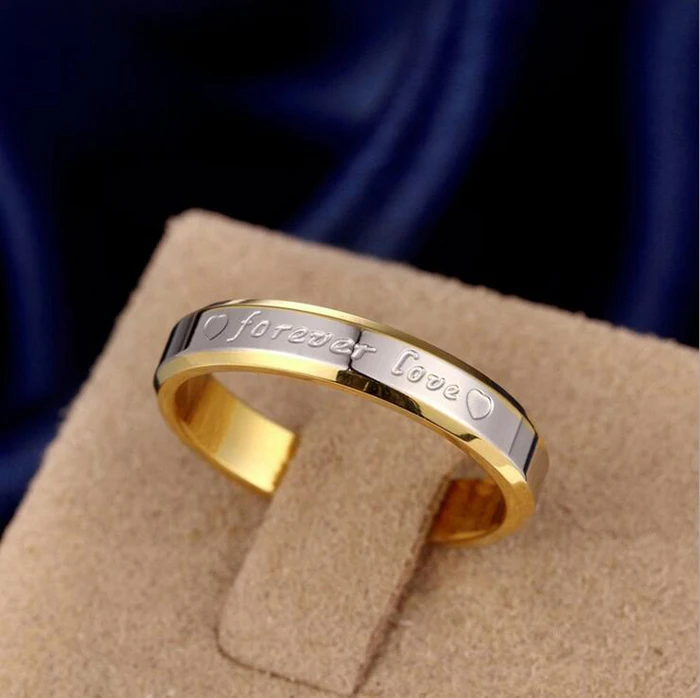 BIG 90% OFF! Classic Forever Love Solid Gold Ring Engagement Wedding Rings For Women Couples Stainless Steel Lovers Rings JZR096