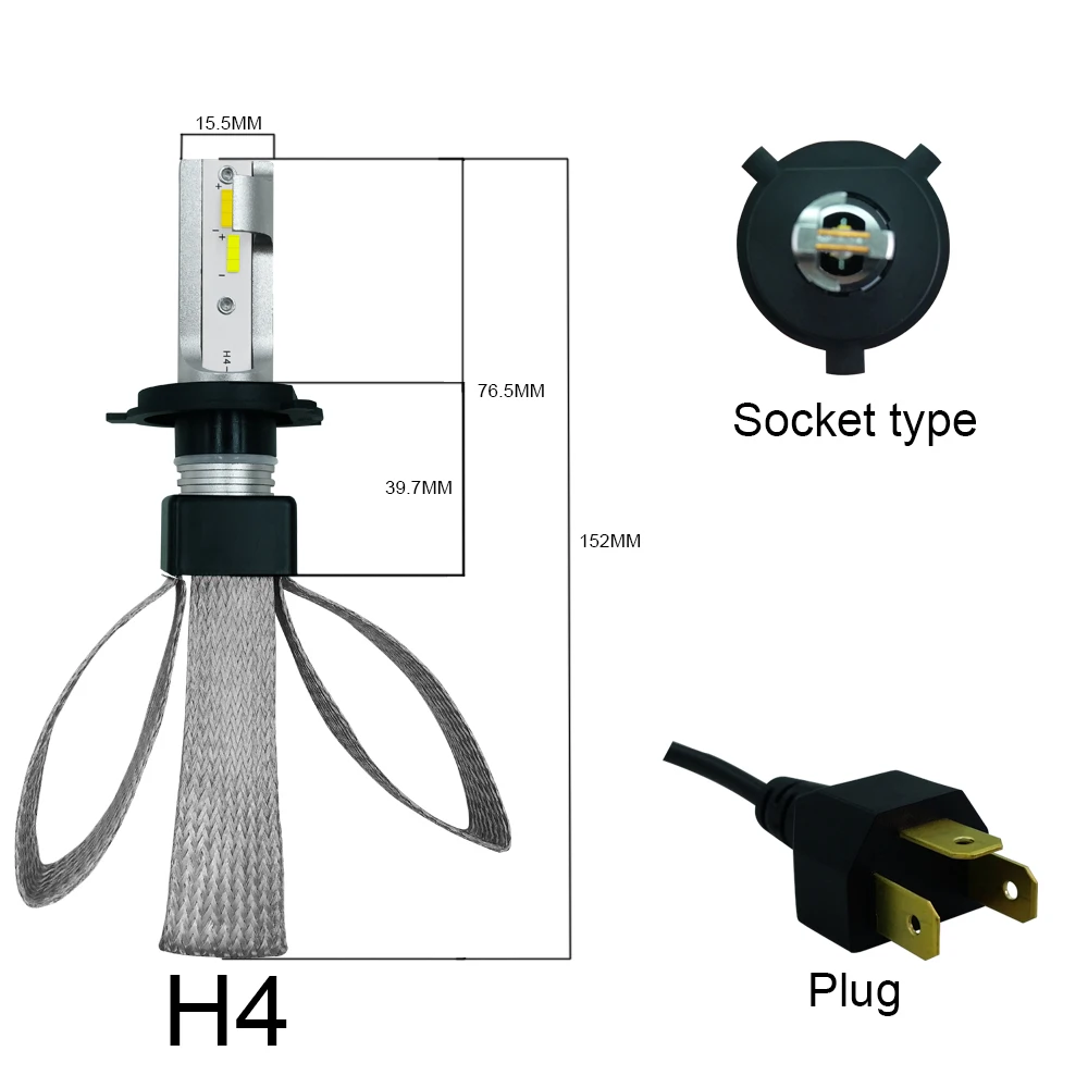 H4/9003/HB2 LED car headlight 3 color temperatureswitch freely 3000K 4300K 6000K 60W 9600LM waterproof Highlight high quality | Освещение