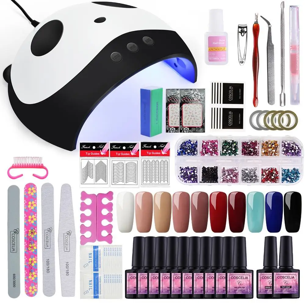 Baratos COSCELIA 10 Uds conjunto de esmaltes de uñas de Gel 36 24W lámpara Juego de Herramientas para la manicura para manicura Set para Gel barniz empujador acrílico uñas Kit