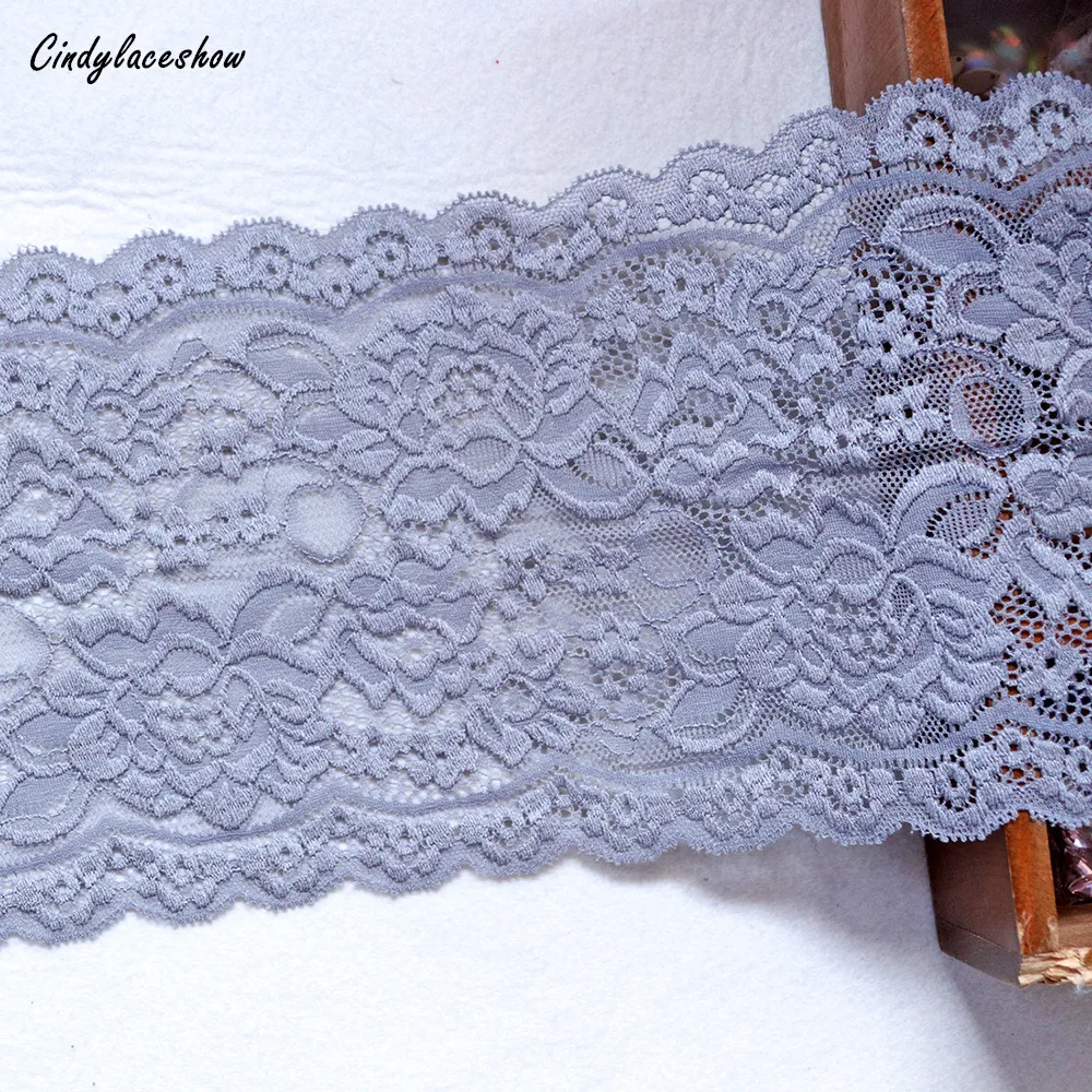 

2yards 15cm width Gray Lingerie Lace Bra Making Stretch Lace Trim Wide Elastic Lace Trimmingd Scalloped Edge Lace fabrics DIY