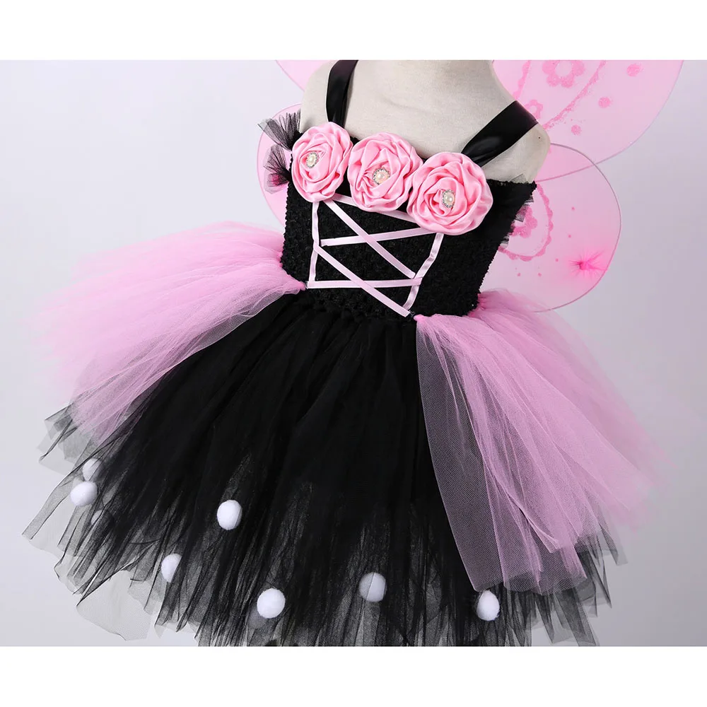 Black Pink Butterfly Princess Dress Teen Girls Clothing for Girls Knee Length Fairy Dress Girls Dresses for Party and Wedding (6)