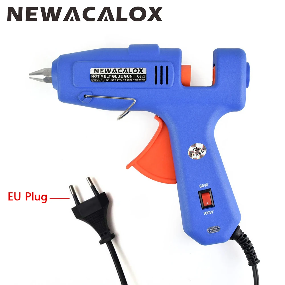 

NEWACALOX 60W 100W EU/US 100V-240V Hot Melt Glue Gun with 1pc 11mm Glue Stick Heat Temperature Tool Guns Thermo Gluegun DIY Tool