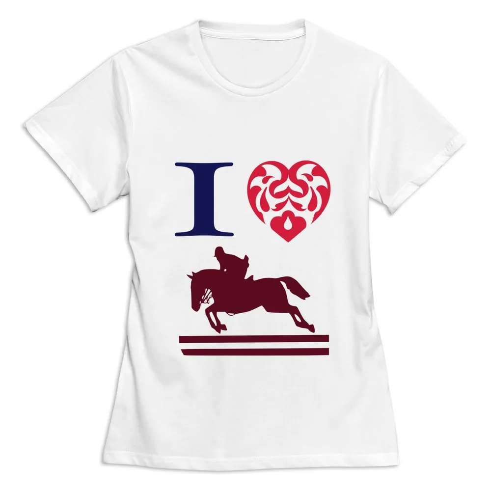 Design Screw Neck I Love Horse Riding Racing Jumping Games Women t