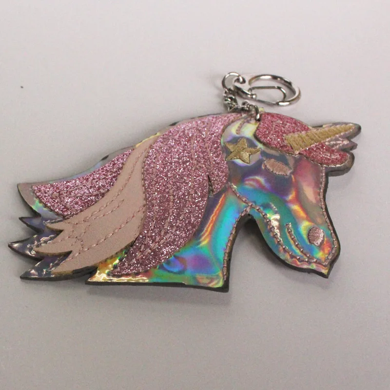Unicornio llavero Animal lindo de cuero llavero llaves del coche del bolso del monedero del encanto Llaveros Brelok baratija para bolsa Portachiavi