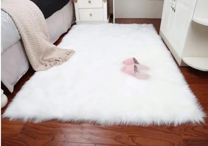 White Faux Decorative Rug Fur Blanket