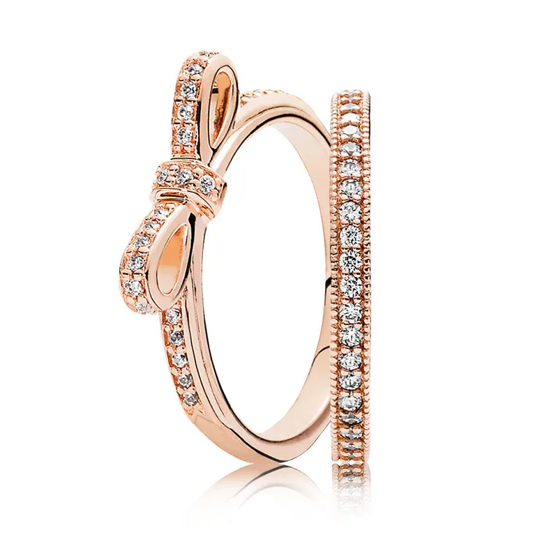 

Fashion 925 Sterling Silver Rose Gold Hearts of Brand Ring For Women Engagement Gift Wedding Ring Fine Pandora Jewelry Original