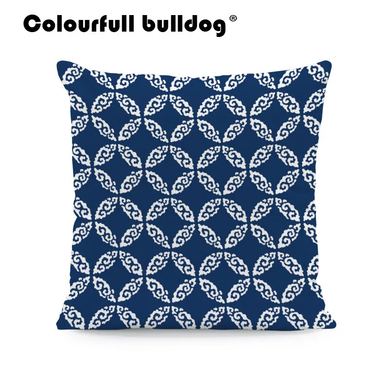 هندسية رمي أكياسها الأزرق الأبيض ثلاثي الأبعاد عبر وسادة غطاء موجة مخطط الغيوم الوسائد المنزل مكتب أريكة ديكور