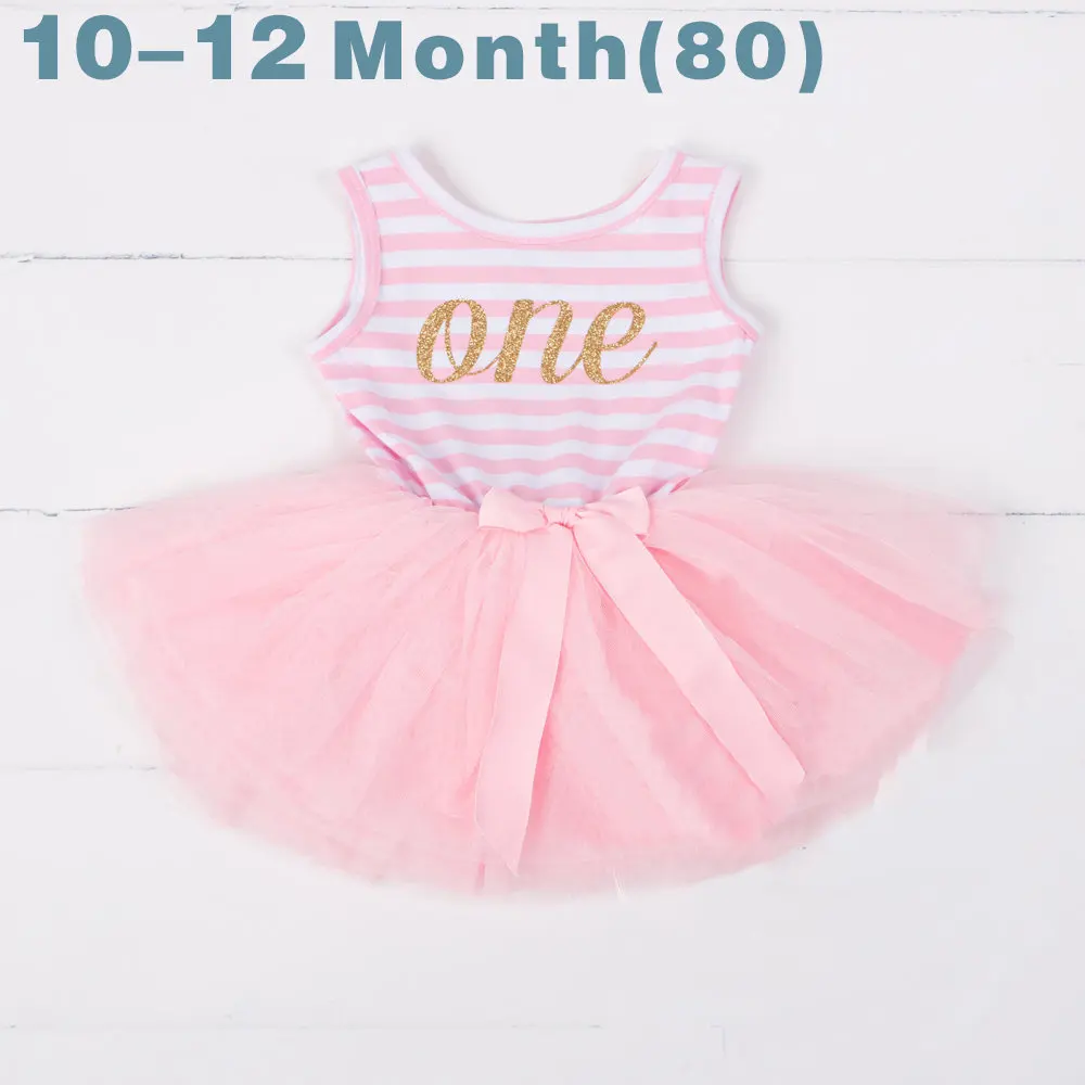 Летнее платье для малышей Детская одежда в полоску для первого причастия, крещения платья для маленьких девочек на 1 год, день рождения, для детей 0-2 лет - Цвет: a0239f1