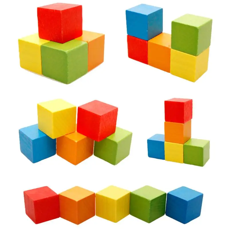 100pcs Colorful Wooded Cube Building Blocks Early Educational Baby Toys for Kids Children Birthday Gift baby-building-blocks