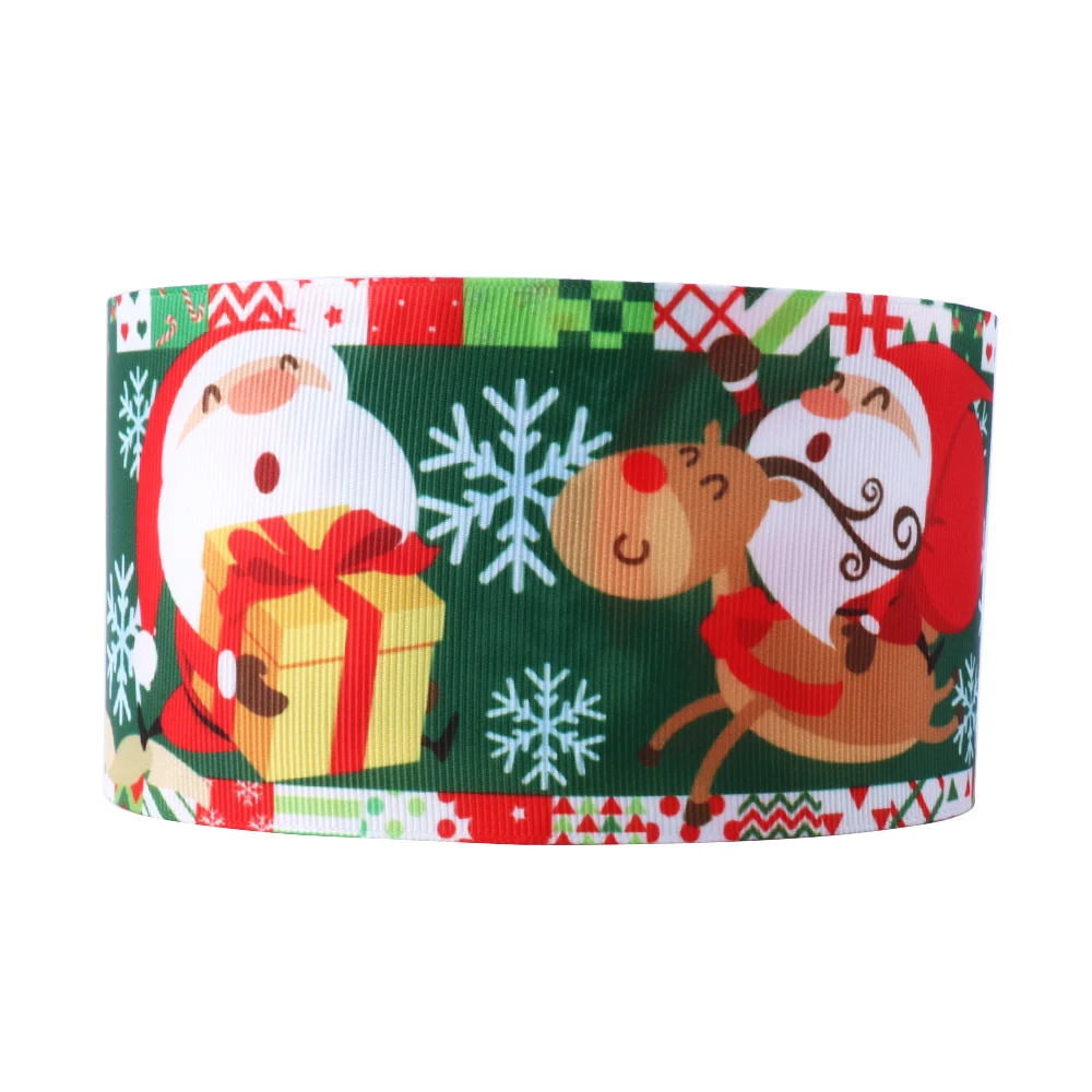 

david angie 3"(75mm) Christmas Gift Printed Grosgrain Ribbon,DIY Wedding Craft Decoration Wrap Materials,5Yc4788