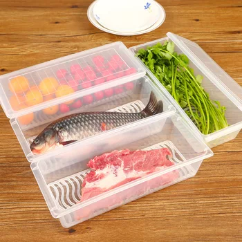 

Practical Multi - Functional Plastic Box Refrigerator Food Drainage Fruit Vegetable Storage Sealed Box For Kitchen 27*11*6