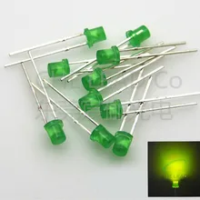 1000 шт. 3 мм светодиод зеленый рассеянный плоский верх dip светодиодные лампы 568-575nm 2,0-2,5 В индикатор led(CE& Rosh