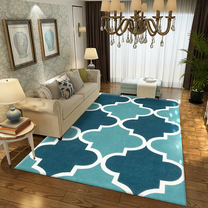 

Living Room Carpet Nordic Style Geometric Pattern Coffee Table Floor Mat Decoration Polyester Hairless Bedroom Rug
