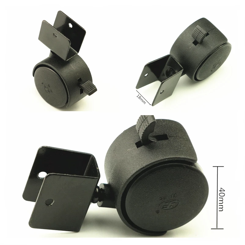 4pcs/Set Black 40mm Replacement Swivel Casters Furniture Office Chair Baby Crib Sofa Brake Plastic Rolling Roller Wheels Caster