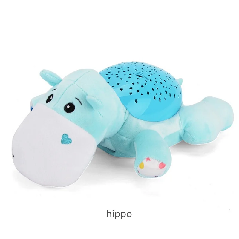 Новые плюшевые с рисунком животного Утешительный Игрушки для маленьких детей гипнотический проецирования со светом и музыкой Куклы рождения детей Рождественский подарок - Цвет: hippo