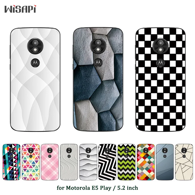 

5.2 inch for Motorola E5 Play Phone Fitted Case Soft Silicone for MOTO E5Play Square Printed Clear TPU for E5Play Coque