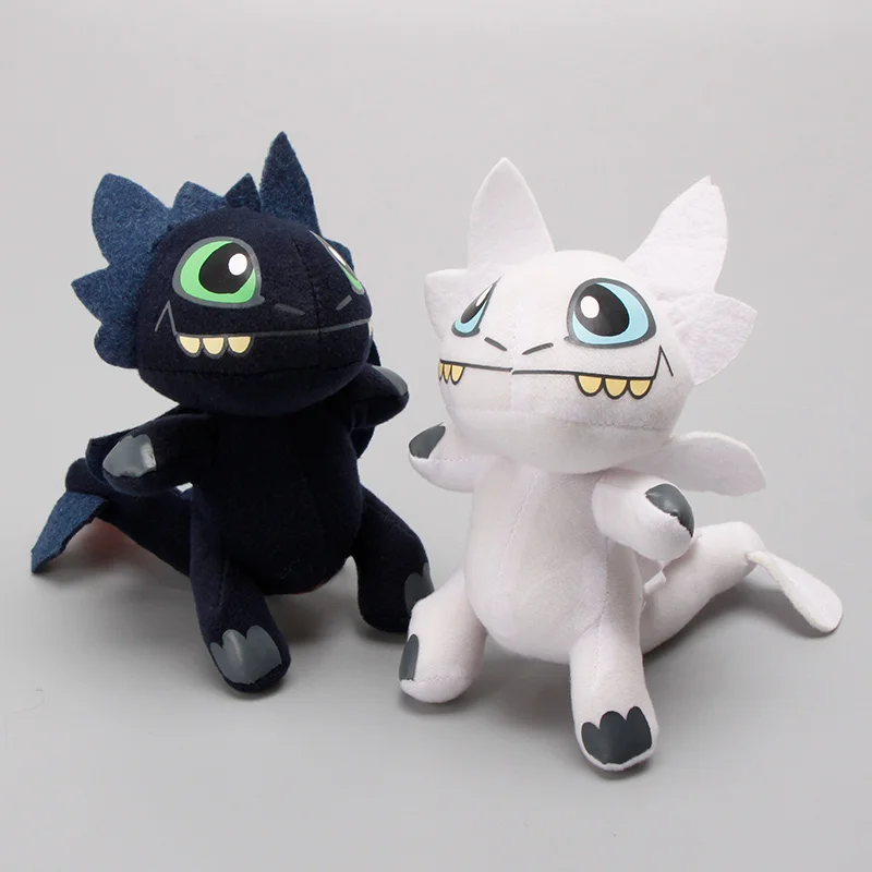 

18cm Toothless Night Fury Keychain How to Train Your Dragon 3 Plush Toy Dragon Soft Stuffed Animal Doll Toys White Light Fury