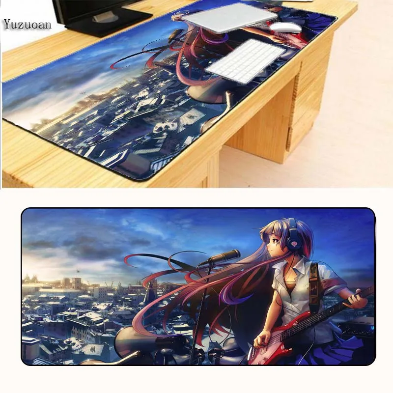

Yuzuoan Customization Support Anime girl keyboard Desk Gaming Mouse pad 900X400 Large Blck Lock Edges Soft/Rubber As Boy Gife