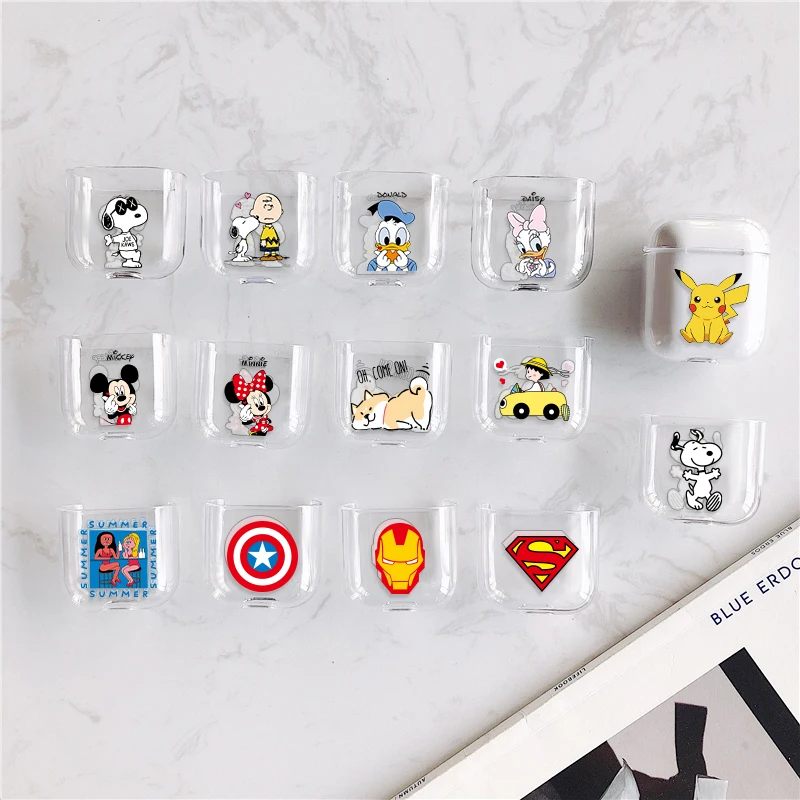 Hard PC Earphone Case For Airpods 1/2 Bluetooth Wireless Earphone Protective Clear Skin Cover For AirPods Universal Bag