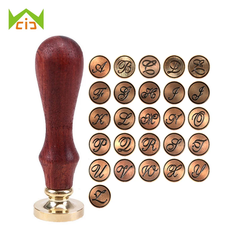  WCIC Sealing Wax Stamp for Wedding Invitation Envelope Scrapbooking Brass Head Wood Handle Letter D