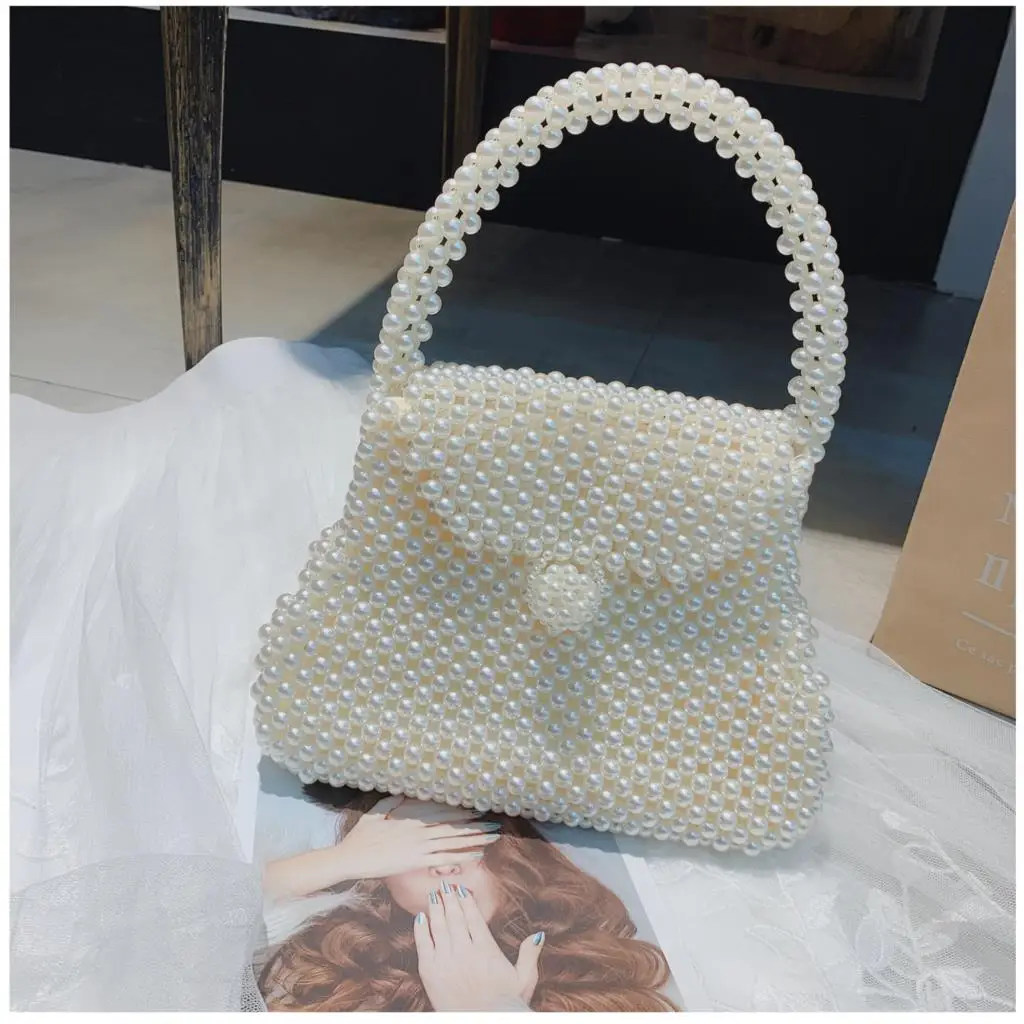 Женская сумка с жемчугом, акриловая сумка с бисером, вечерние винтажная сумка в стиле ретро, роскошный бренд, белый клатч,, Прямая поставка