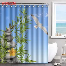 WONZOM Stone Sky Waterproof Shower Curtain Serenity Bathroom Decor Beach Waves Decoration Cortina De Bano 2017 Bath Curtain Gift