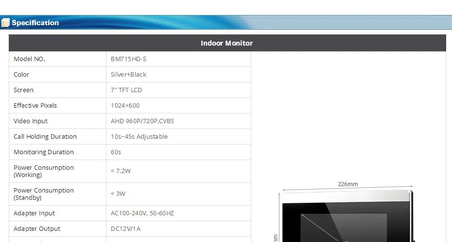 HOMSECUR " TFT lcd Видео дверной внутренний монитор 1024x600 BM715HD-S с сенсорным экраном меню языки настраиваемые для HDK серии