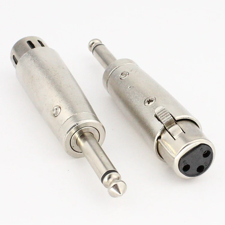 Metal 6.35mm 1/4" Male Mono Plug to 3 Pin XLR Male Jack Microphone