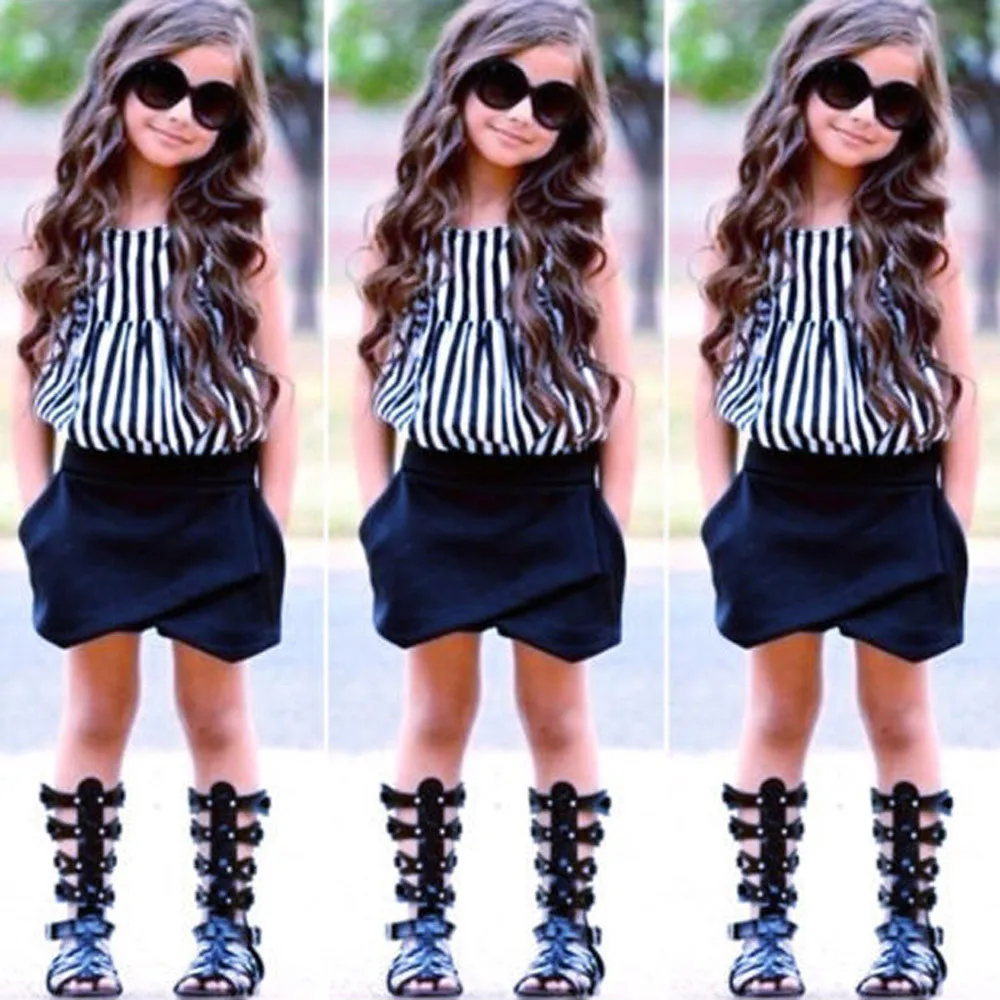 

Baby girl set 2019 Kids Baby Girls Outfit Clothes Striped T-shirt Tops+Shorts Pants Set